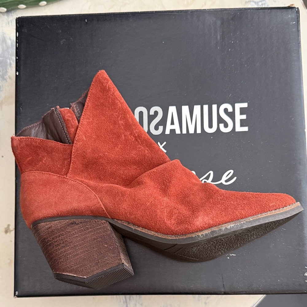 Amuse Society Matisse Rust Suede Ankle Booties, 7.5 Nordstrom